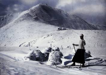 Skier in front of Snžka Mountain (Waldemar Abegg) - Muzeo.com