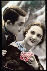 Couple avec fleurs - carte de voeux (anonymous) - Muzeo.com