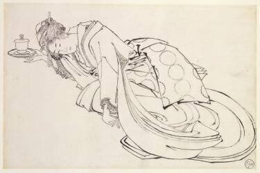 A Courtesan Offering a Cup (Japanese school) - Muzeo.com