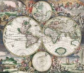 Antique Dutch World Map (anonymous) - Muzeo.com