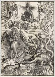Apocalypse selon Saint Jean - La femme de soleil et le dragon à 7 têtes (Albrecht Dürer) - Muzeo.com
