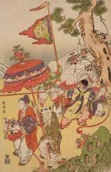 Chinese Children Playing by a Pine Tree (Hokusai) - Muzeo.com