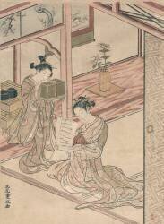 Courtesan and Young Attendant in a Parlor (Kitao Shigemasa) - Muzeo.com