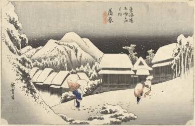 Kanbara, evening snow (Hiroshige) - Muzeo.com
