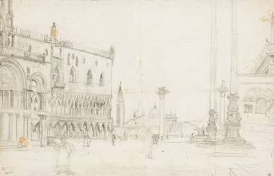 La place Saint-Marc à Venise, avec la Piazetta et Saint-Georges le Majeur (Jean-Baptiste Camille Corot) - Muzeo.com