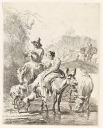 Le ruisseau traversé (Nicolaes Berchem) - Muzeo.com