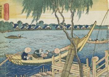 Long-line Fishing on the Miyato River (Hokusai) - Muzeo.com