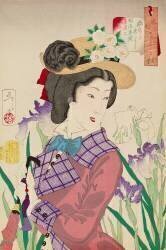 Looking as though she wants to take a stroll: The manners of a married lady of the Meiji era. (Tsukioka Yoshitoshi) - Muzeo.com