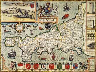 Map of Cornwall from the 'Theatre of the Empire of Great Britain' (John Speed) - Muzeo.com
