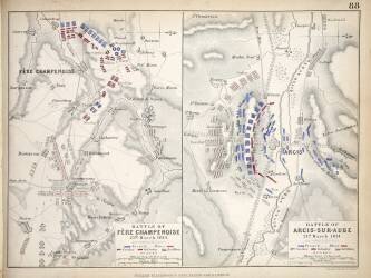 Map of the Battle of Fere Champenoise and the Battle of Arcis-Sur-Aube (Alexander Keith Johnston) - Muzeo.com