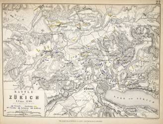 Map of the Battle of Zurich (Alexander Keith Johnston) - Muzeo.com