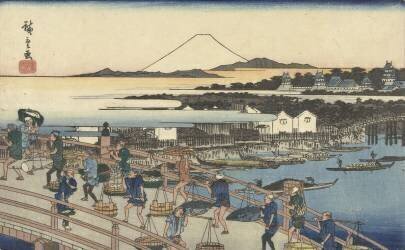 Merchants on Nihonbashi (Hiroshige) - Muzeo.com