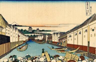 Nihonbashi bridge in Edo (Hokusai) - Muzeo.com