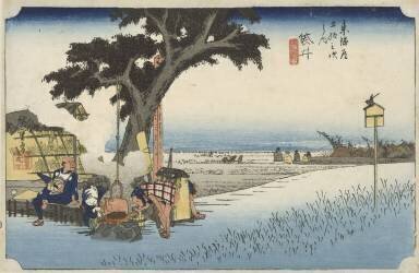Outdoor teahouse in Fukuroi (Hiroshige) - Muzeo.com