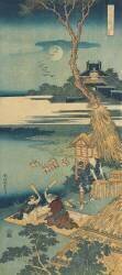 Paysage au Japon avec des hommes travaillant (Hokusai) - Muzeo.com
