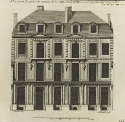 Planche 266 : élévation côté cour de la maison de Jules Hardouin-Mansart bâtie (Jacques-François Blondel) - Muzeo.com