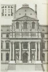 Planche 455 : élévation du pavillon central des façades du Louvre côté Seine construit par le Vau (Jacques-François Blondel) - Muzeo.com