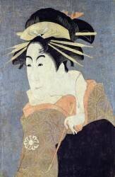 Portrait de geisha tenant un pinceau a la main (Toshusai Sharaku) - Muzeo.com