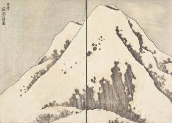Snow at the top of the Tsukuba Mountain in Hitachi Province (Hokusai) - Muzeo.com