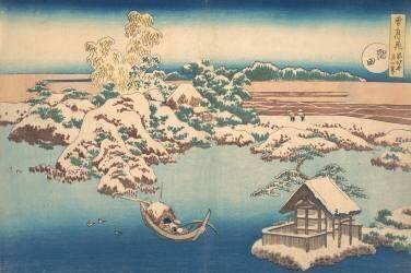 Snow on the Sumida River (Hokusai) - Muzeo.com