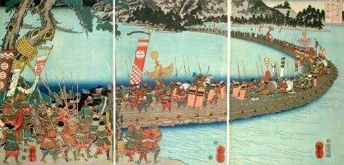 The Bridge of boats at the Battle of the Nagaragawa (Utagawa Kuniyoshi) - Muzeo.com