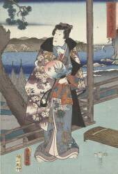 The elegant Prince Genji in Suma (Hiroshige) - Muzeo.com