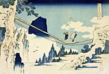 The Suspension Bridge Between Hida and Etchu (Hokusai) - Muzeo.com