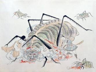 Tsuchigumo, the 'earth spider', being killed by Minamoto no Yorimitsu (anonymous) - Muzeo.com