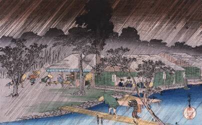 Twilight Shower at Tadasu Bank (Hiroshige) - Muzeo.com