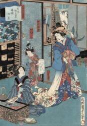 Ukiyo-e Print of Geisha with Hibachi (Utagawa Kunisada) - Muzeo.com
