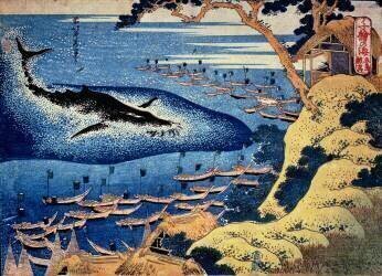 Whaling off the Goto Island (Hokusai) - Muzeo.com