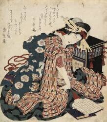 Woman Reading a Book (Hokusai) - Muzeo.com