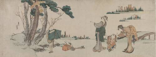 Women distracting a Child whose Kite is caught in a Tree (Hokusai) - Muzeo.com