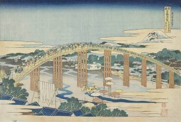 Yahagi Bridge at Okazaki on the Tokaido (Hokusai) - Muzeo.com