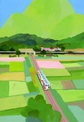 Big green mountain and rice field (Hiroyuki Izutsu) - Muzeo.com