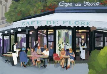 Paris cafe and garcon and guests (Hiroyuki Izutsu) - Muzeo.com