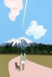 Walk with dog and airplane cloud (Hiroyuki Izutsu) - Muzeo.com