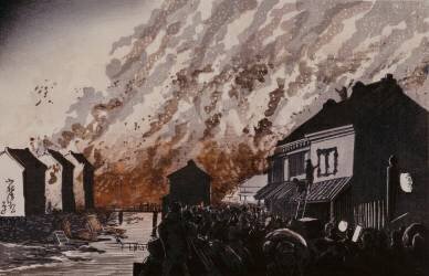 A Great Fire on the Night of February 11th (Kiyochika Kobayashi) - Muzeo.com
