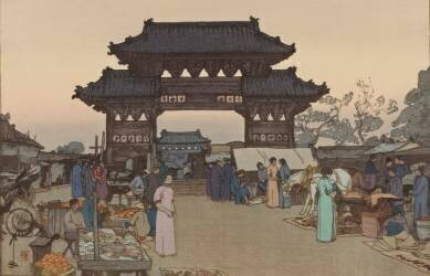 A Market in Mukden (Hiroshi Yoshida) - Muzeo.com