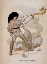 Gallic soldier sounding from the horn of war (Eugène Grasset) - Muzeo.com