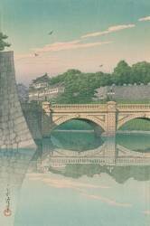 Morning at Nijūbashi Bridge (Hasui Kawase) - Muzeo.com