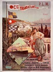 P.L.M., Cie Gle Transatlantique. Alger. Service maritime postal entre la France, l'Algerie et la Tunisie [...] (Hugo d'Alesi) - Muzeo.com