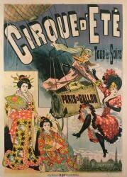 Poster advertising 'Paris en Ballon' at the 'Cirque d'Ete' (French School) - Muzeo.com