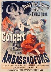 Poster advertising the Concert des Ambassadeurs (Jules Chéret) - Muzeo.com