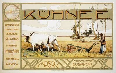Reproduction of a poster advertising 'Kuhnee' Agricultural Manufacturers (Arpad Basch) - Muzeo.com