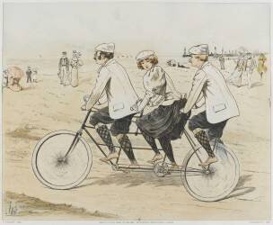 Série de lithographies : cyclisme, triplette à deux roues (Louis Vallet) - Muzeo.com