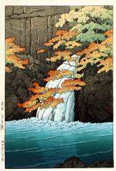 Senju Waterfall, Akame (Akame Senjudaki) (Hasui Kawase) - Muzeo.com