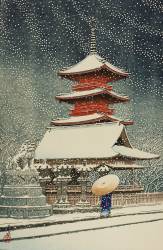 Snow at Toshogu, Ueno (Hasui Kawase) - Muzeo.com