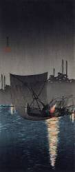Tsukuda Island, Fishing Nets at Night (Takahashi Hiroaki) - Muzeo.com