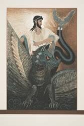 Ulysees and Dragon from Prométhée Enchaîné by Aeschylus (François-Louis Schmied) - Muzeo.com
